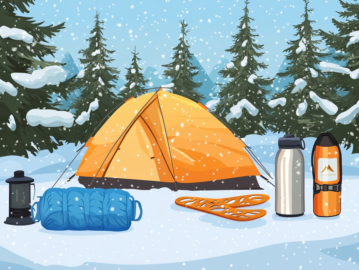 Image showing key takeaways for winter camping essentials.