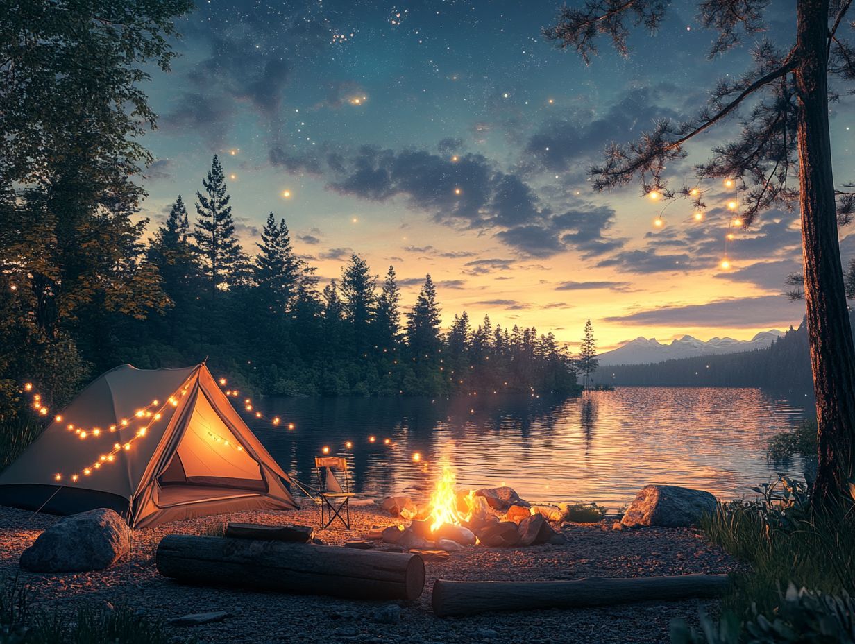 A serene view of camping on a private island