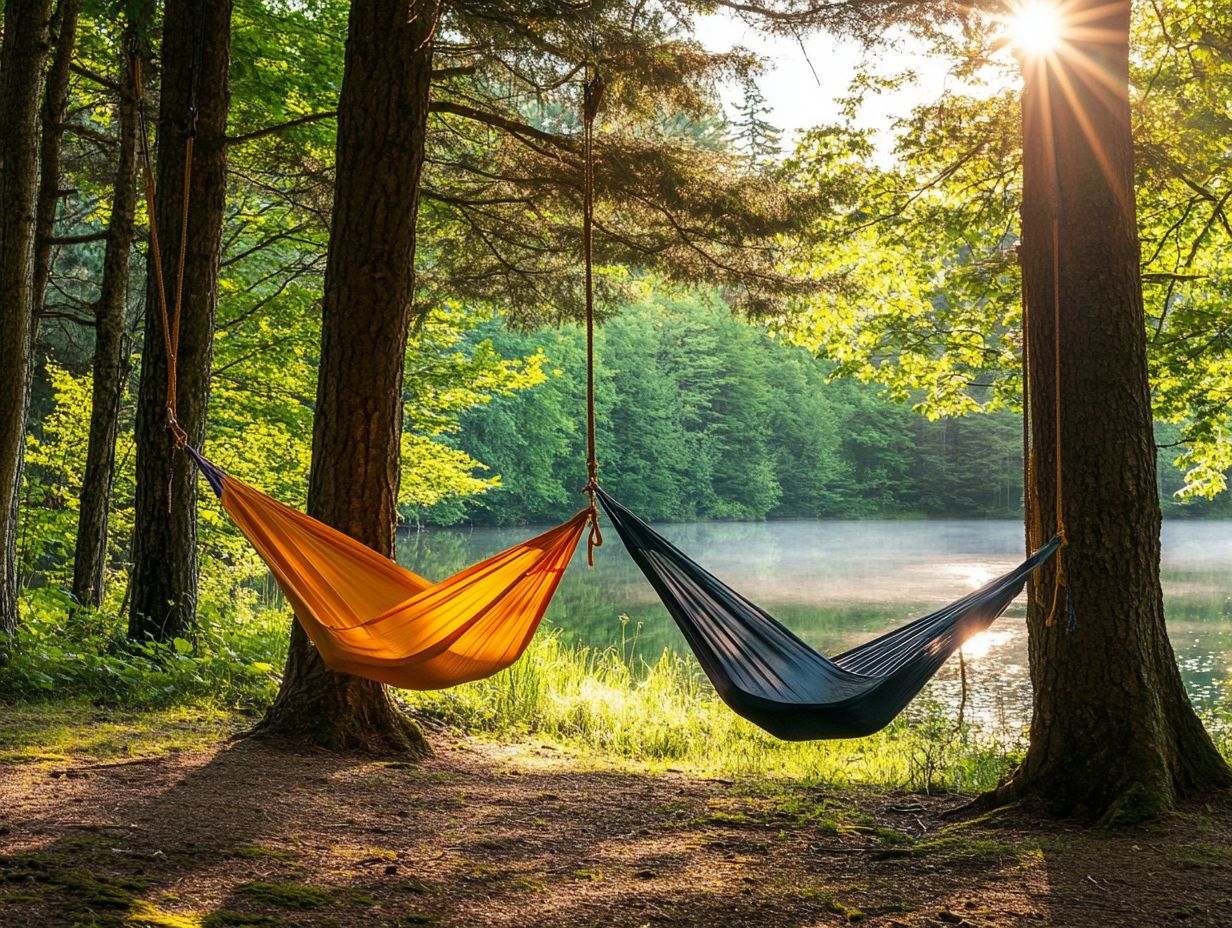 Bear Butt Double Parachute Camping Hammock displayed outdoors with friends.