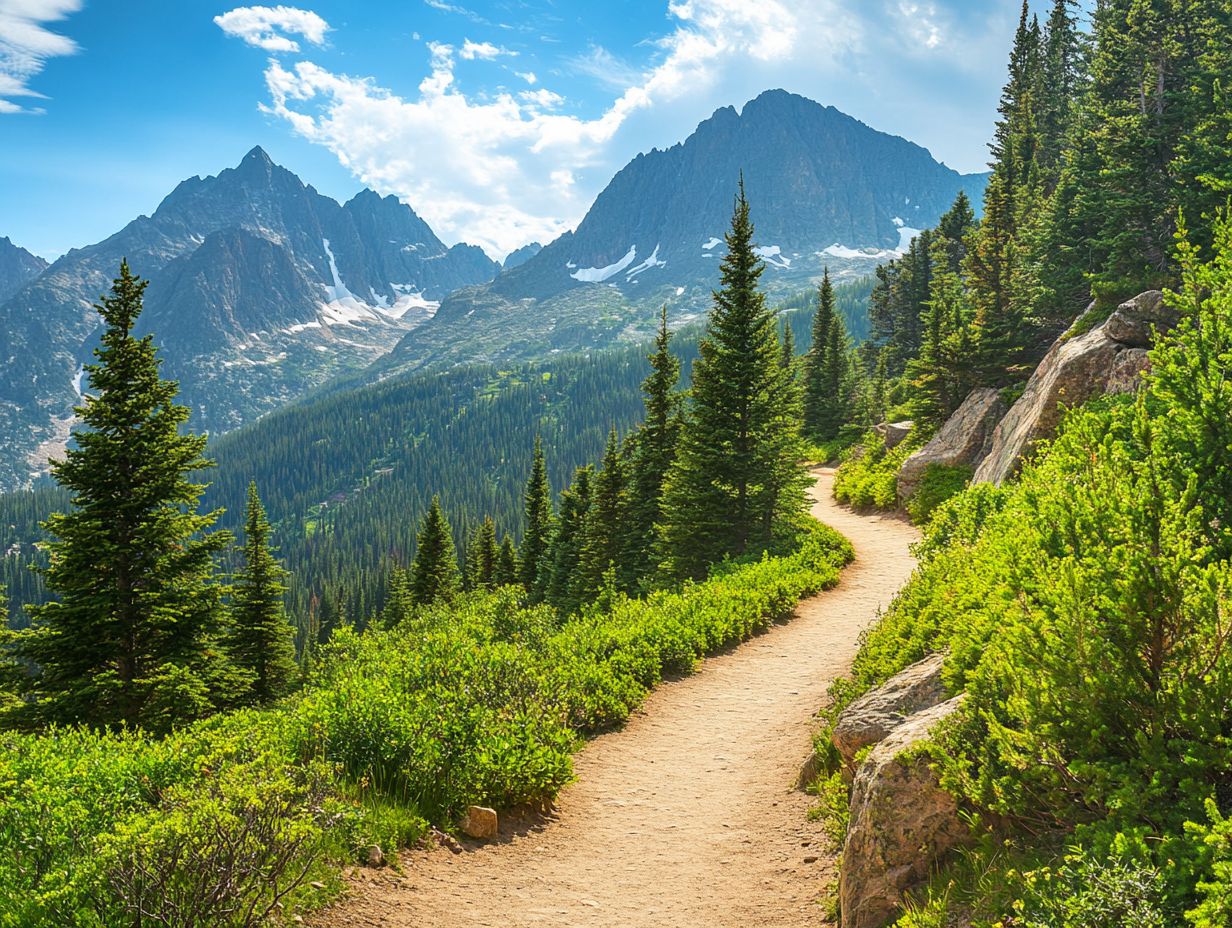 A scenic view showcasing various hiking trails in Colorado.