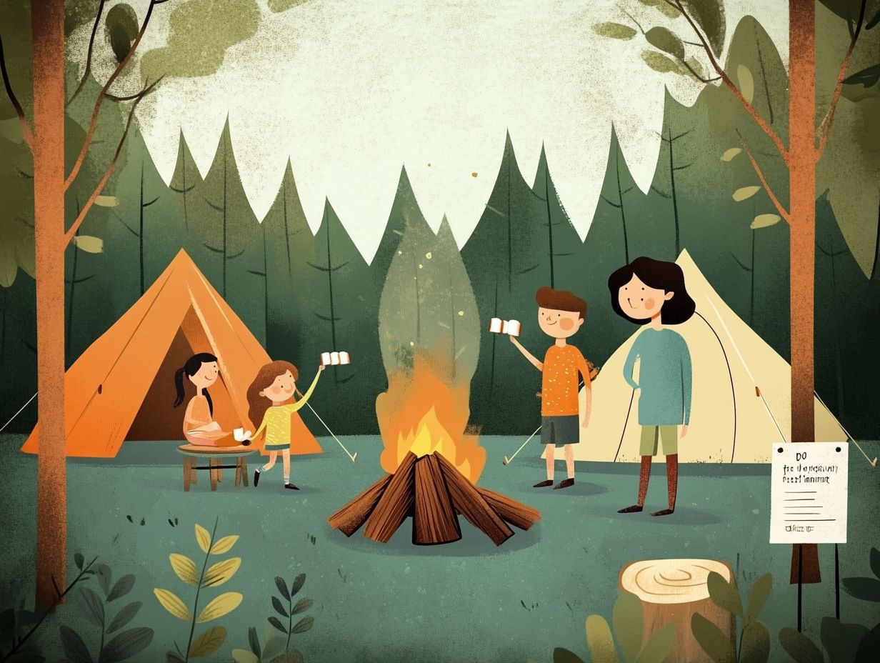 Illustration of camping etiquette dos and don'ts