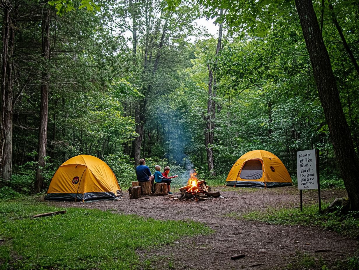 A group enjoys nature while practicing responsible camping