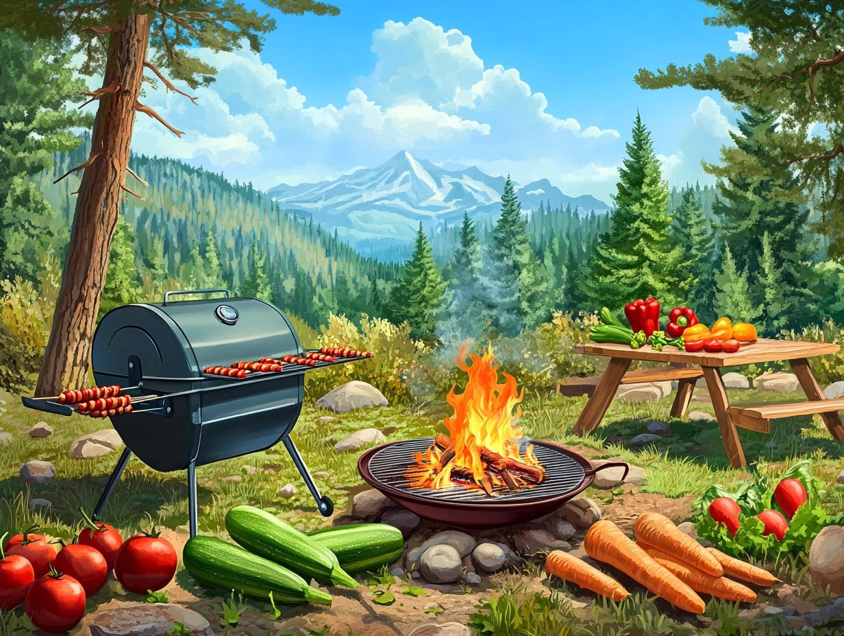 An assortment of camping food ideas displayed.