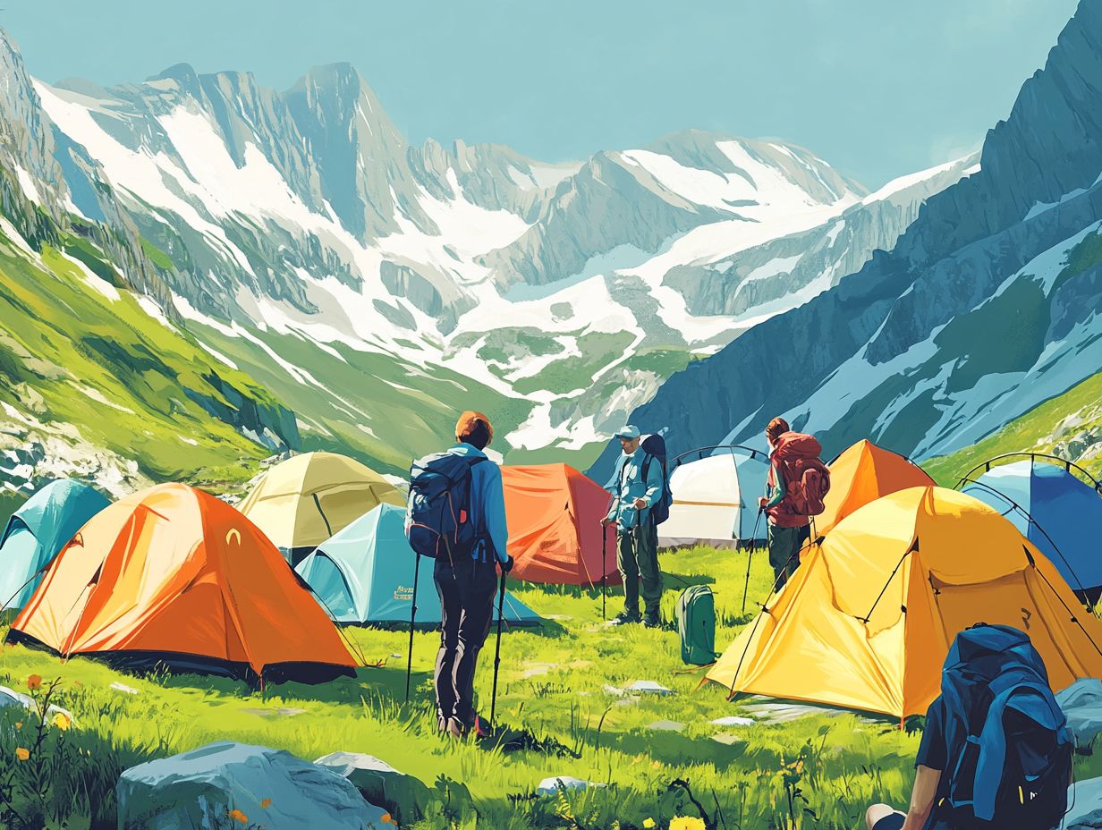 Illustration showing different types of backpacking tents