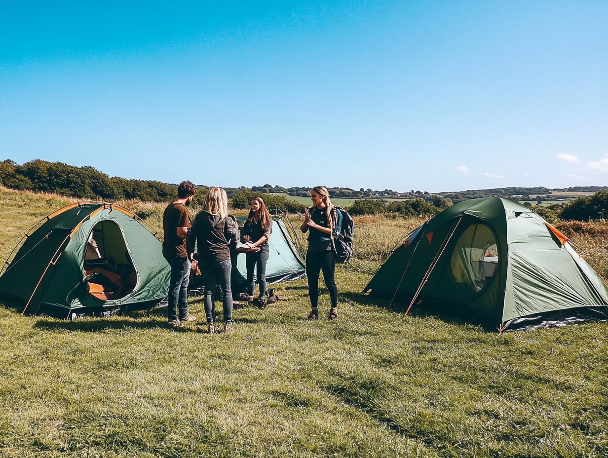 Visual guide on choosing tent size for a group of four people.