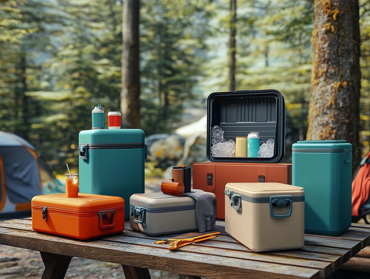 Illustration of different cooler sizes for camping