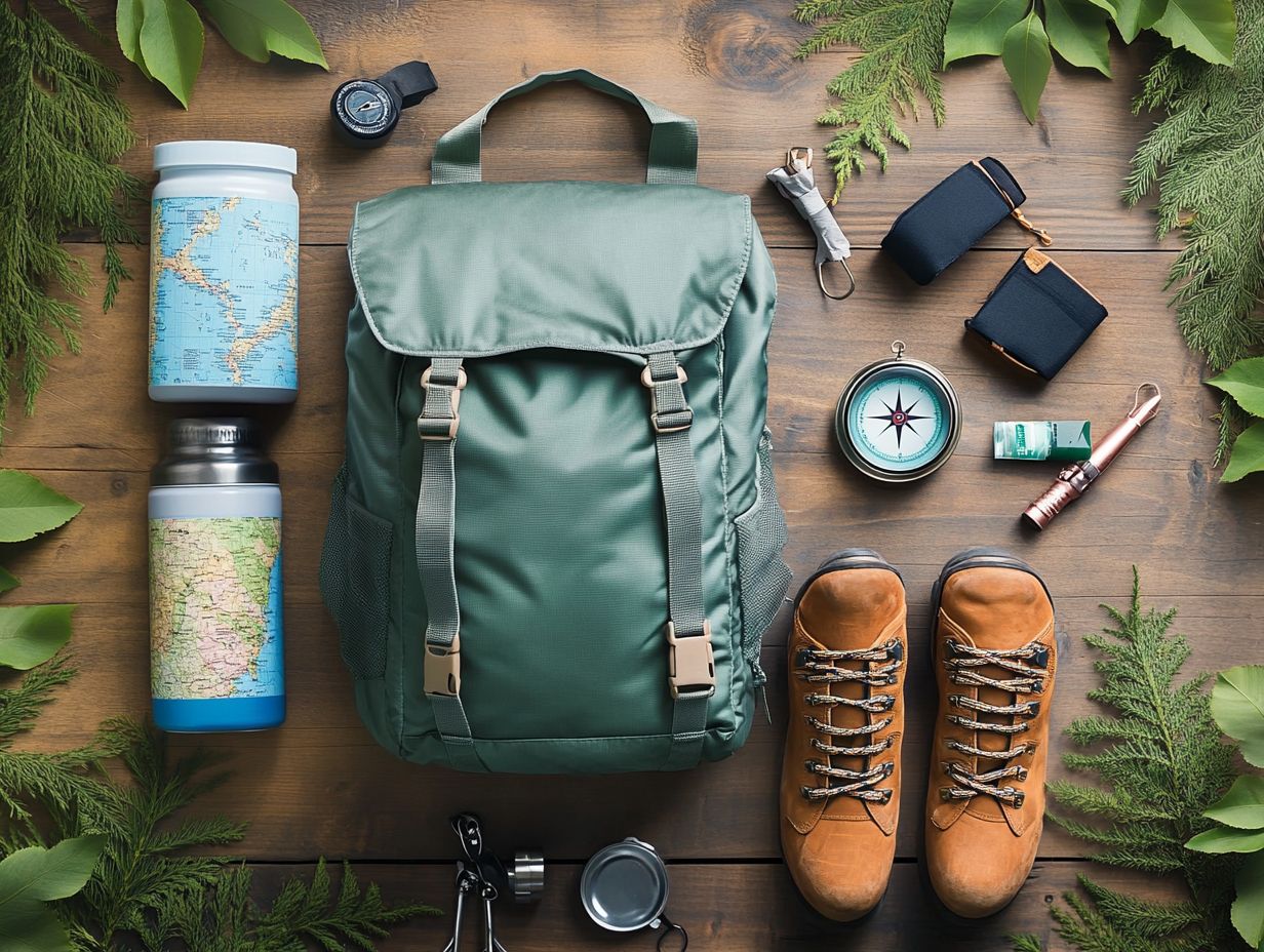 An infographic of essential hiking gear for beginners