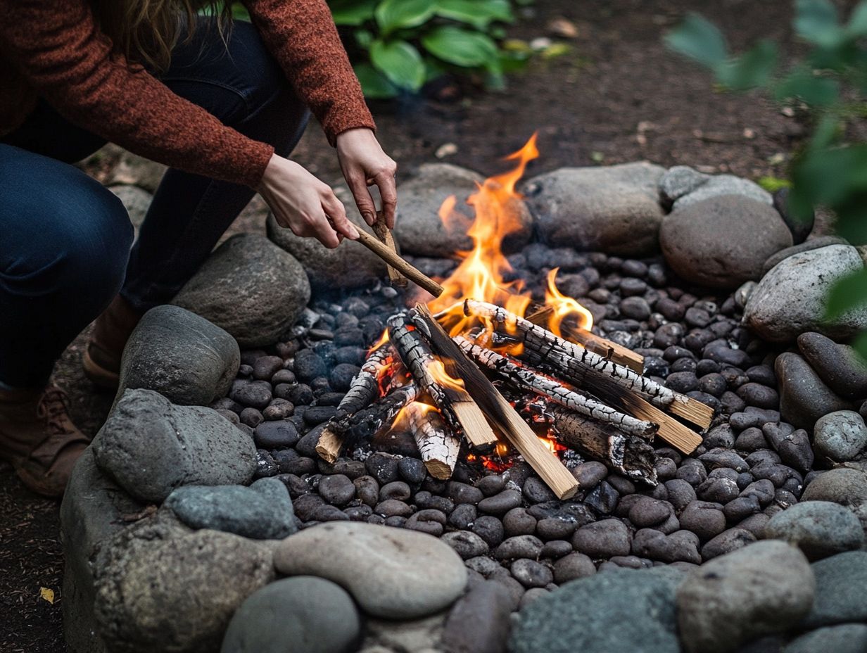 Person extinguishing a campfire safely