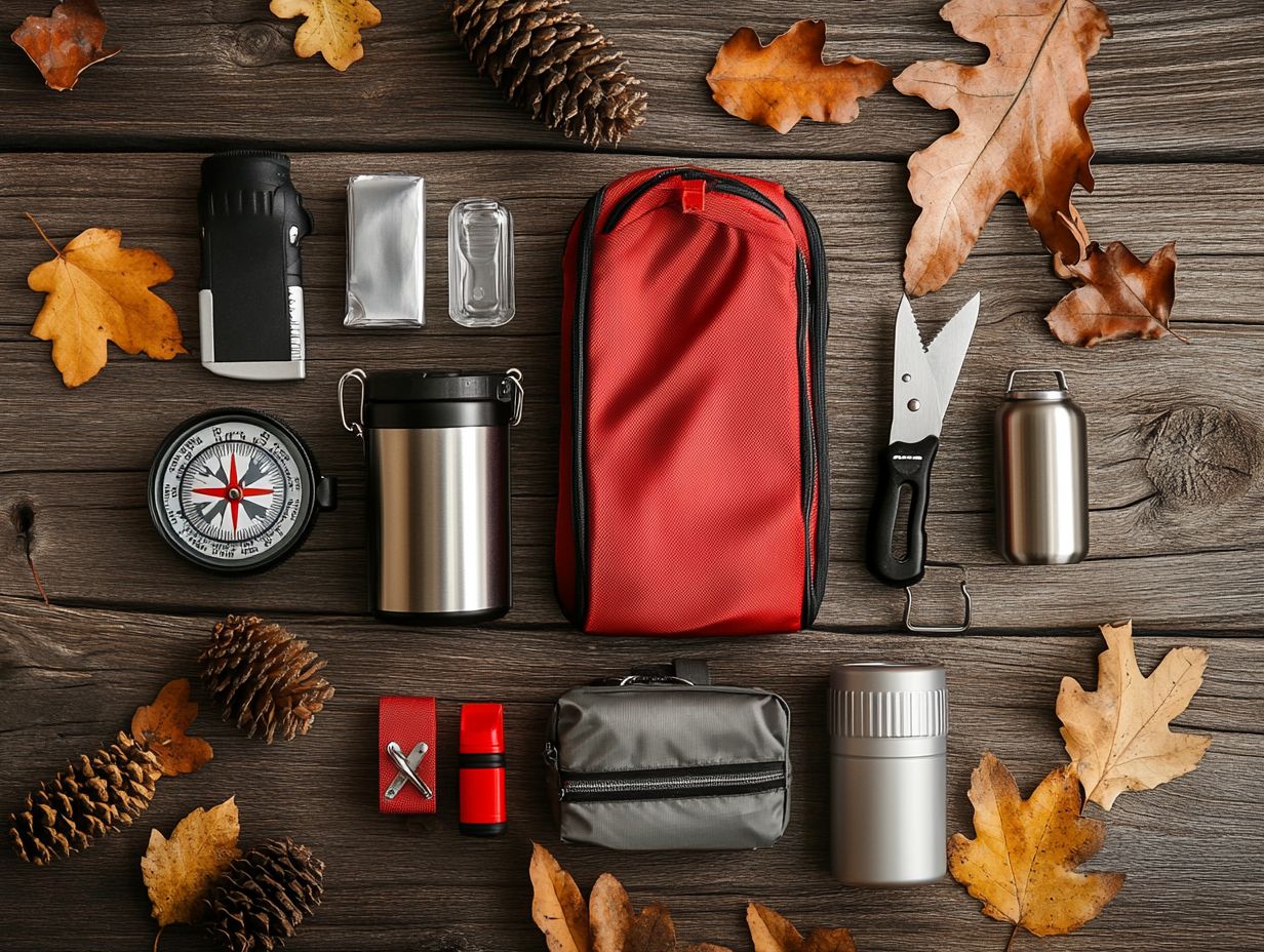 Image of a hiking survival kit items list