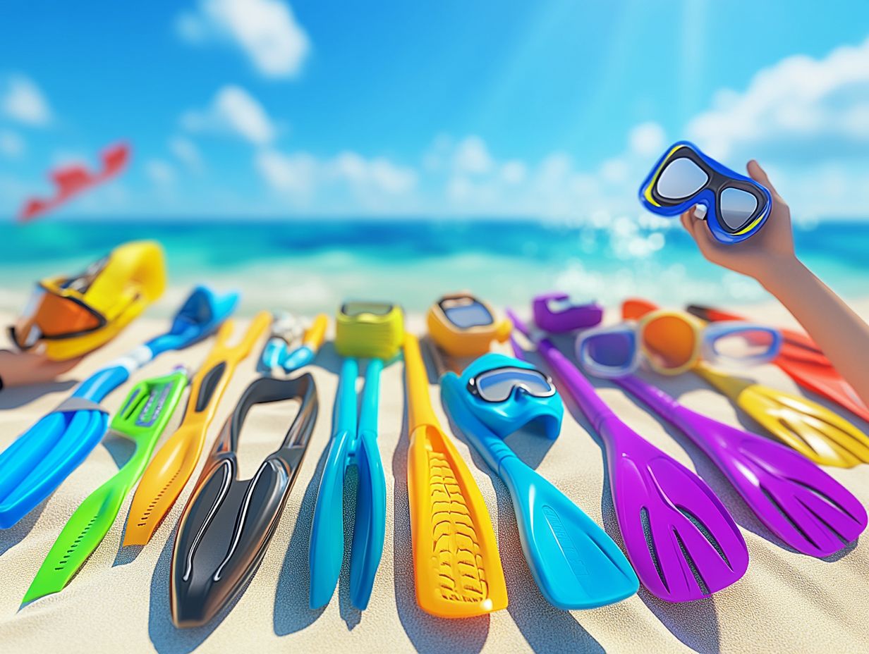 A selection of durable snorkeling equipment showcasing quality materials.