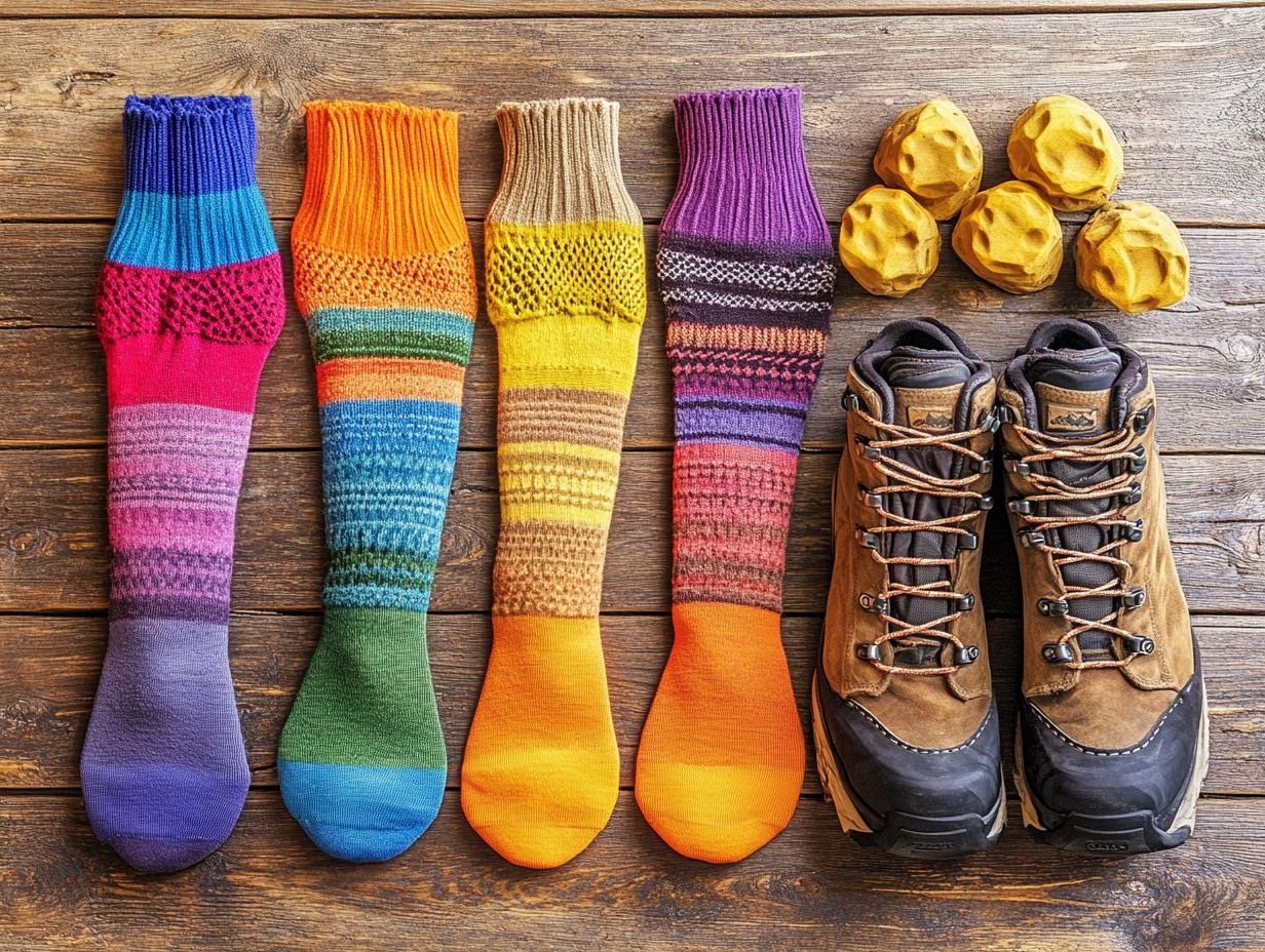 Infographic showing important factors to consider when choosing hiking socks.