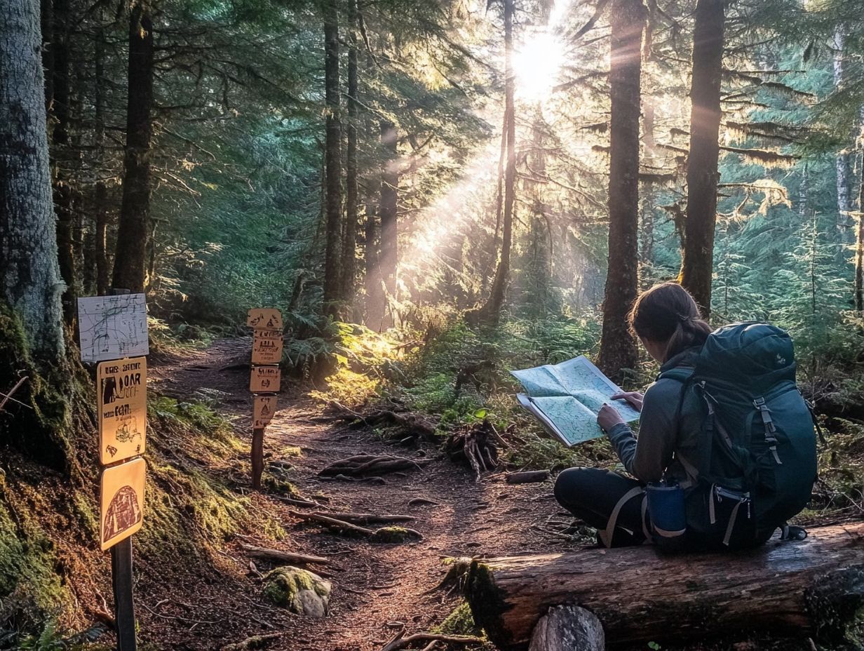 Illustration showing factors to consider when selecting a hiking trail.