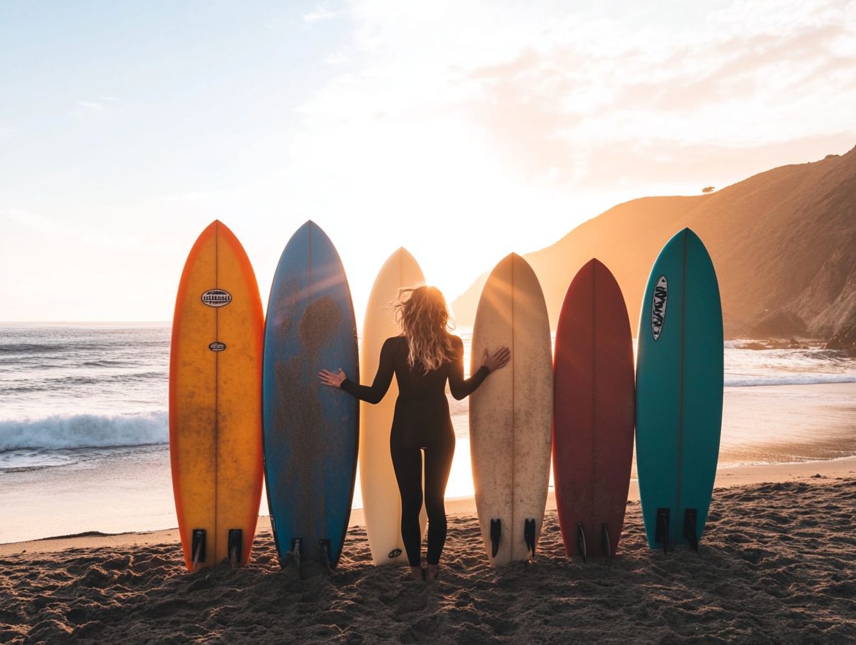 A person analyzing a surfboard size chart to choose the right board.