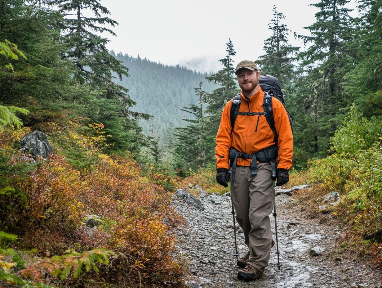 Illustration showing how to layer clothes for hiking