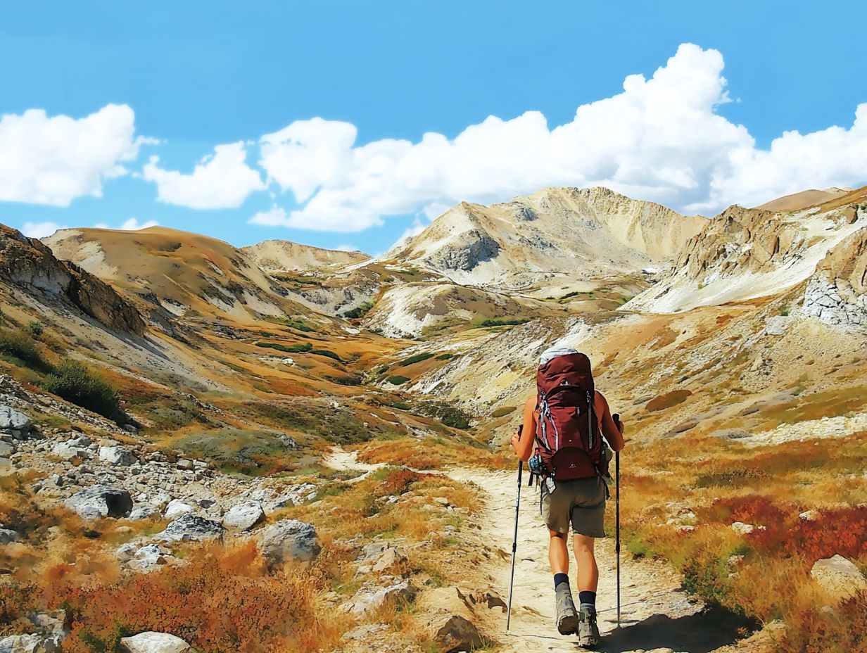 Hiker preparing emergency supplies in a wilderness setting