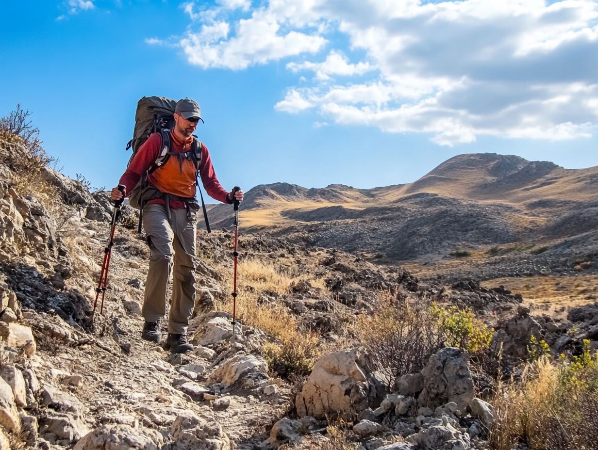 Hiker overcoming mental obstacles on a challenging trail