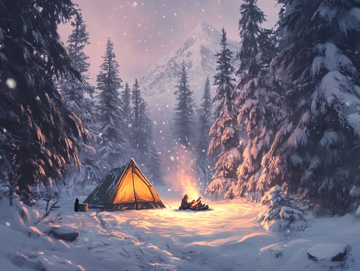 What type of clothing should I bring to stay warm while camping in cold weather?