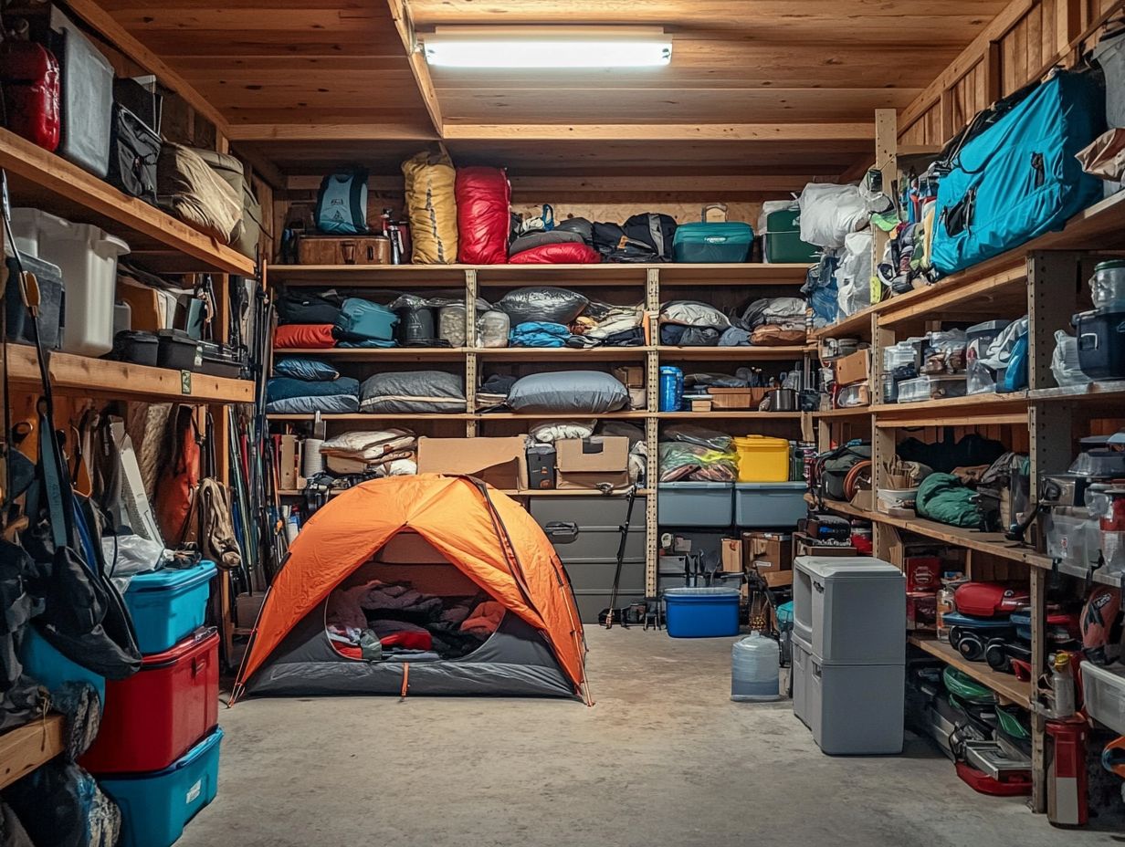 Infographic summarizing key takeaways for camping gear storage.