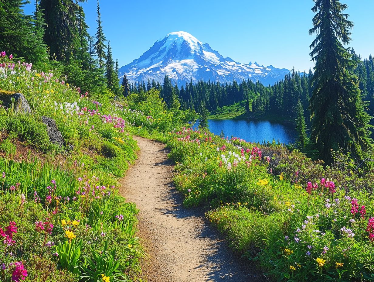 Scenic hiking trails in Washington during peak seasons.