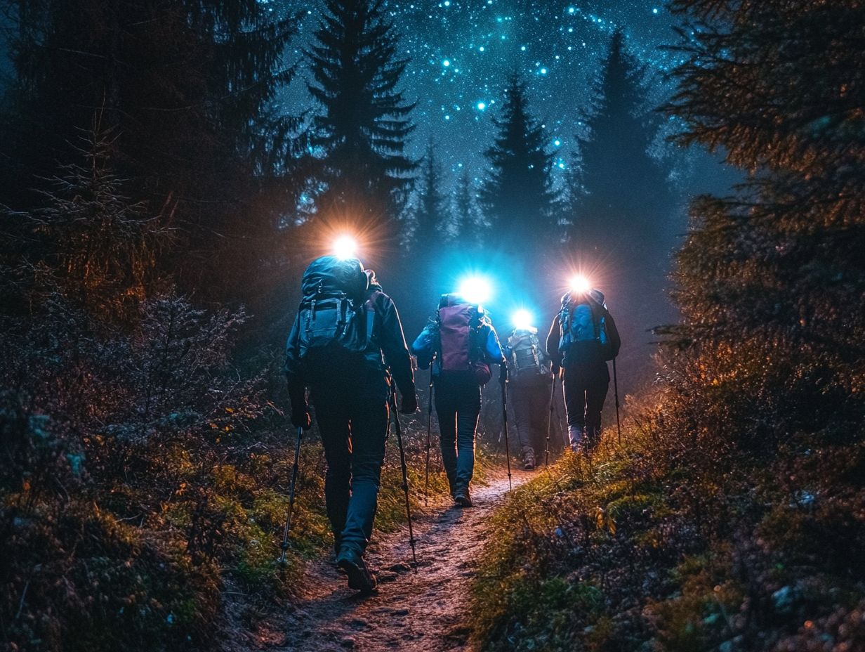 Image showcasing night hiking tips and gear recommendations.