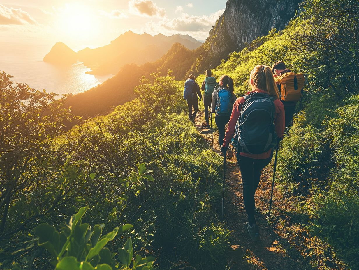 A hiker preparing for a scenic mountain trail