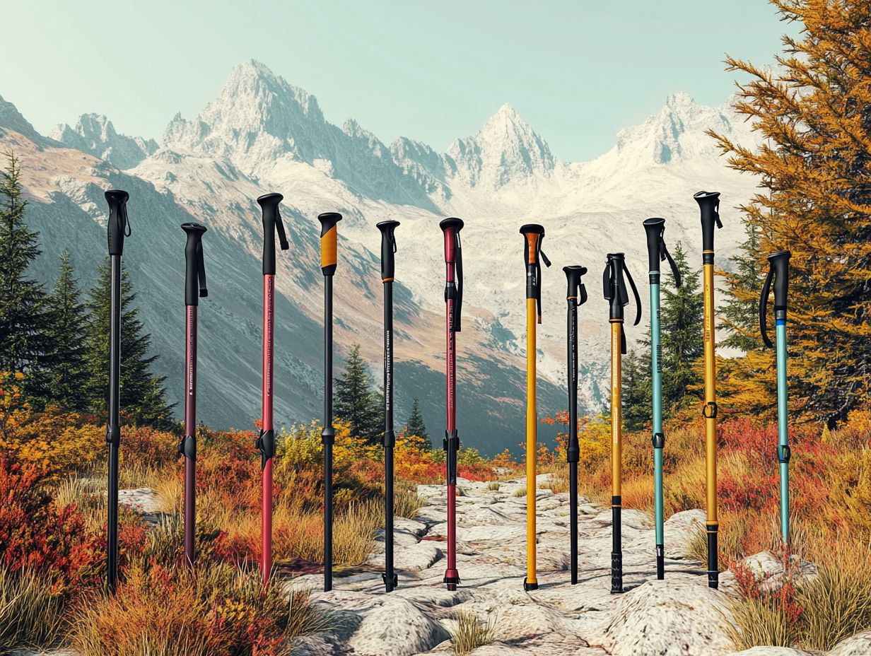 Image of trekking poles with detachable baskets suitable for various terrains