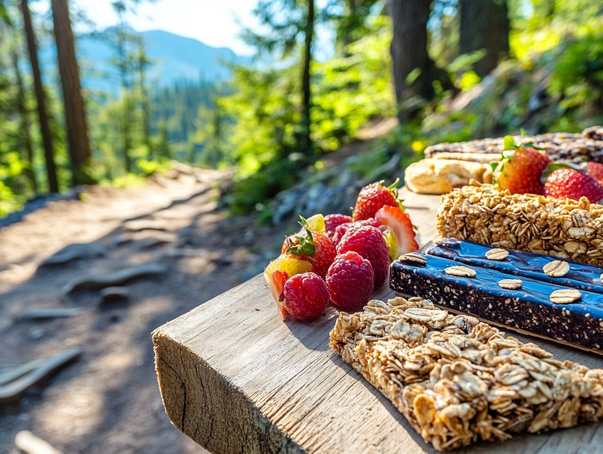 A selection of essential snacks for long hikes.