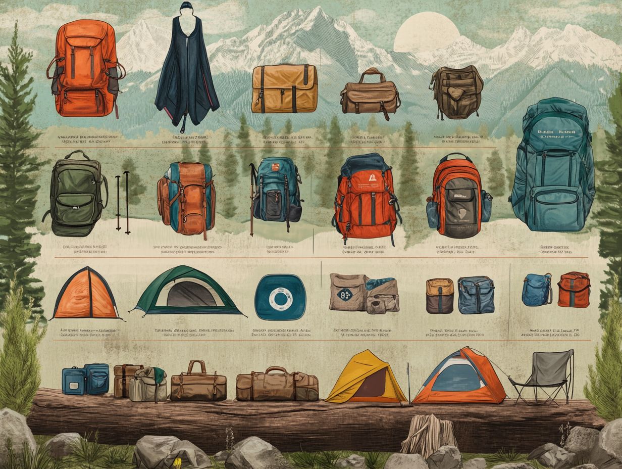 A variety of essential hiking gear displayed