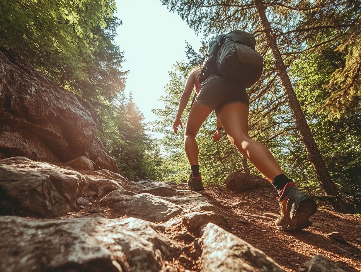 An infographic showing the benefits of stretching before hiking.