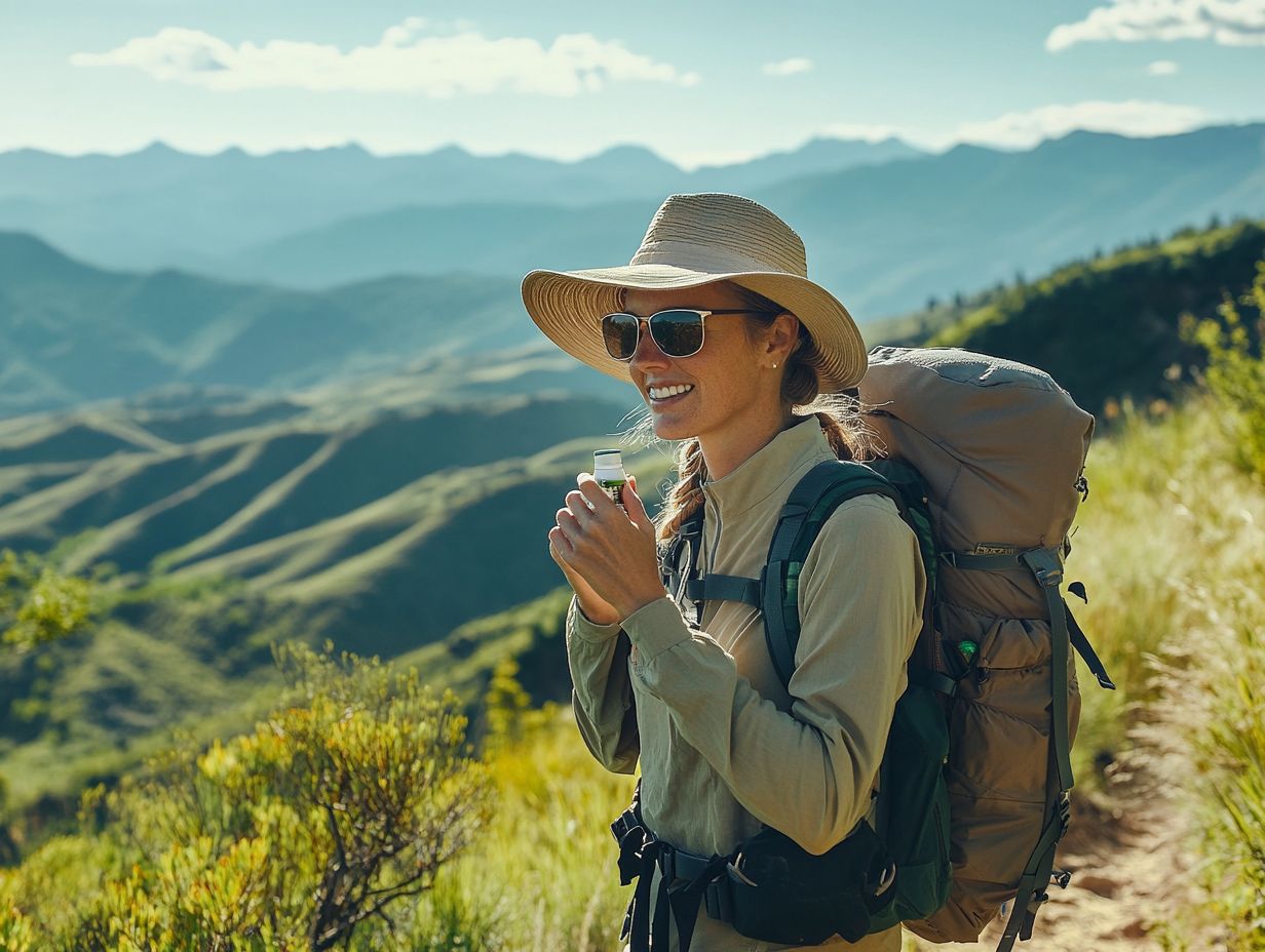 A variety of essential sun protection gear for hikers