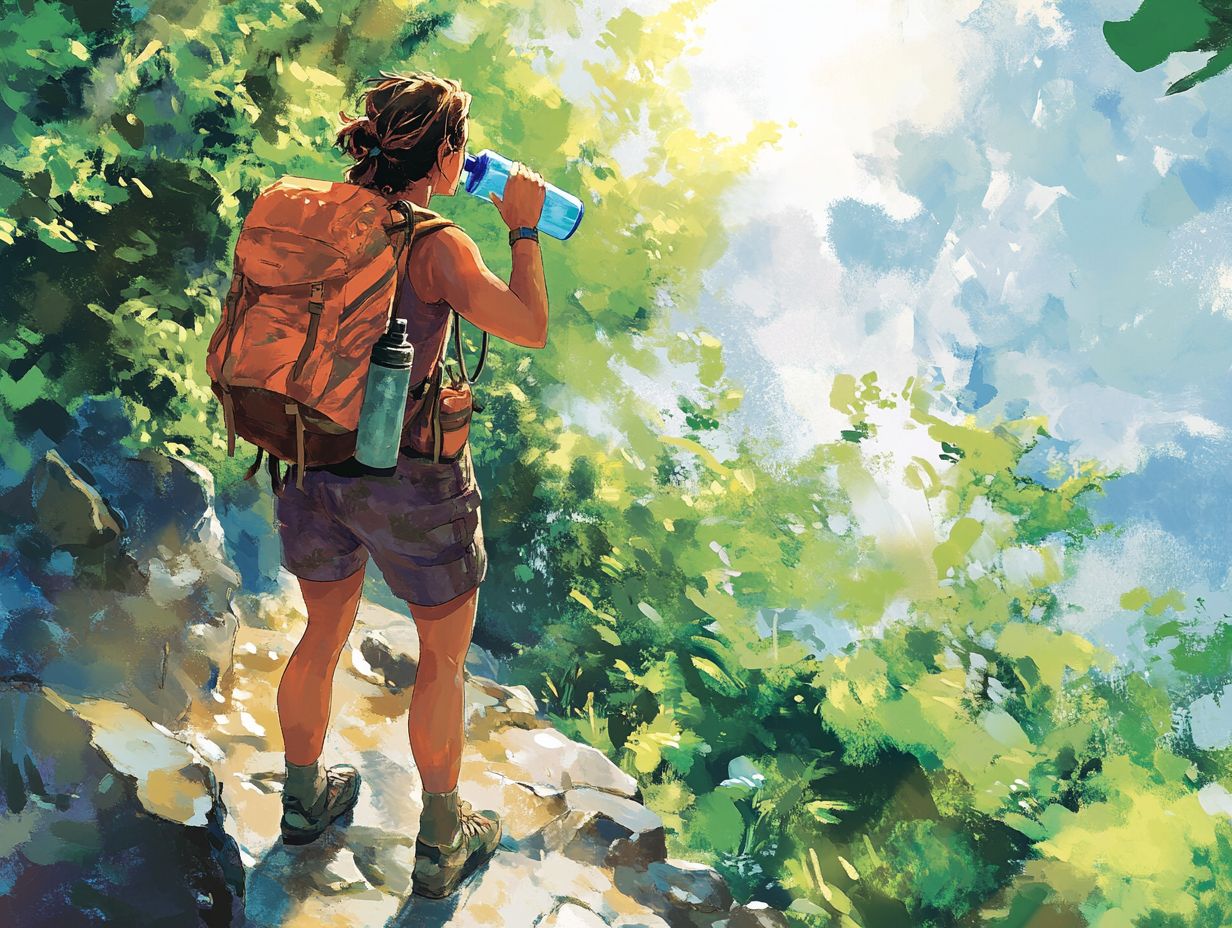 A comparison of hydration packs and water bottles for hiking hydration.