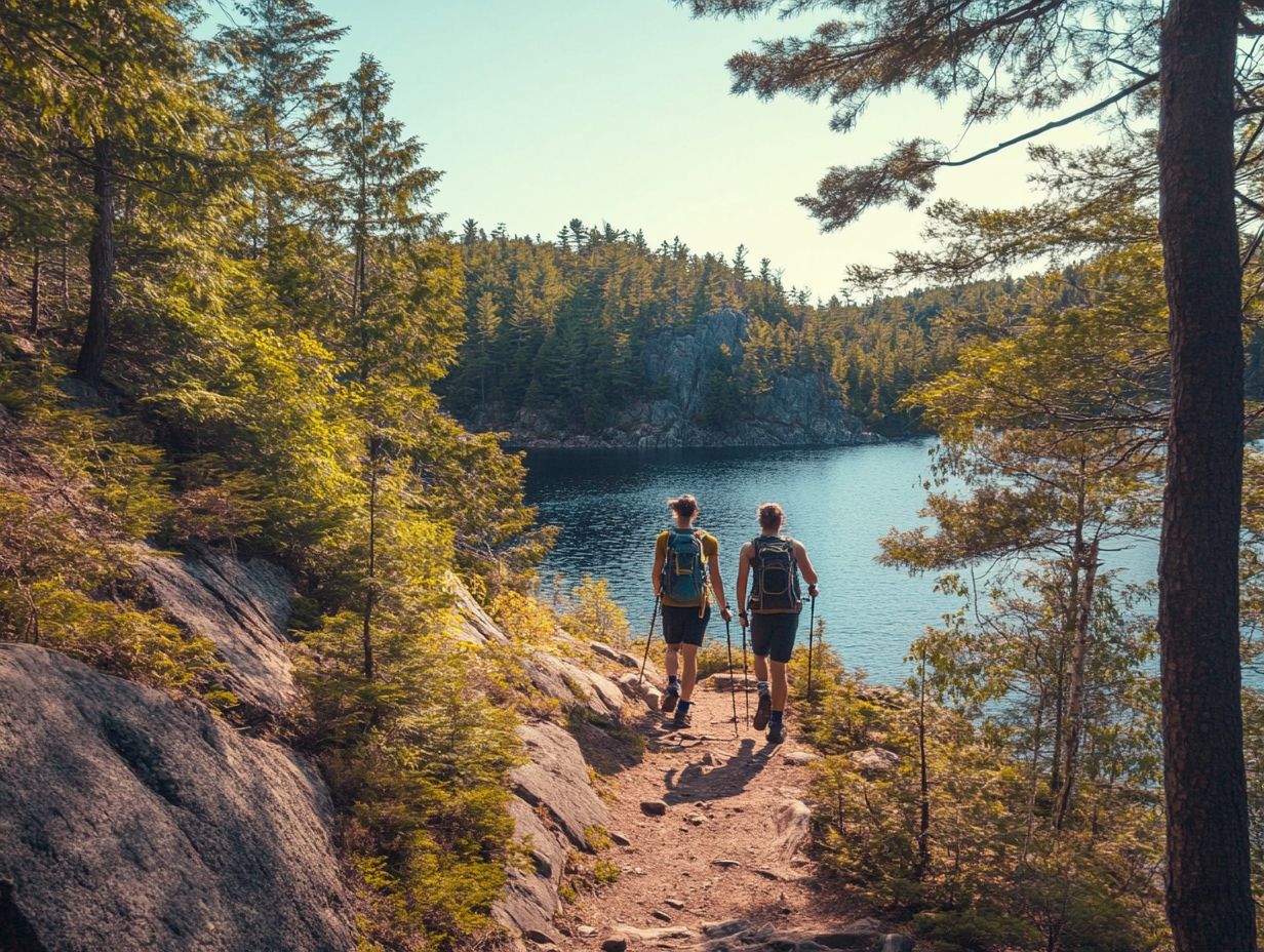 A breathtaking view of hikers on coastal cliffs, surrounded by waves.