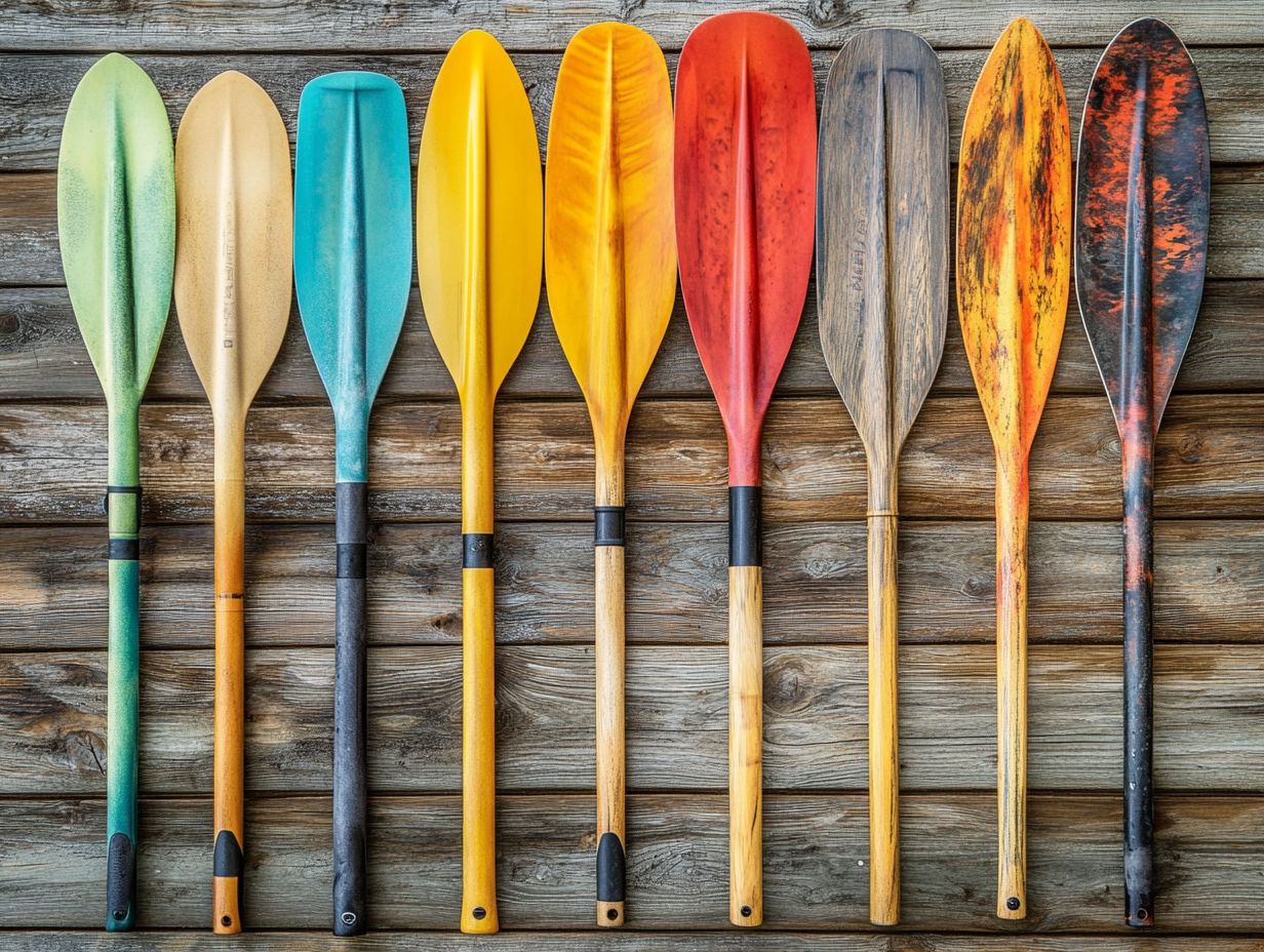 Illustration of various kayak paddle blade shapes and sizes to enhance paddling efficiency.