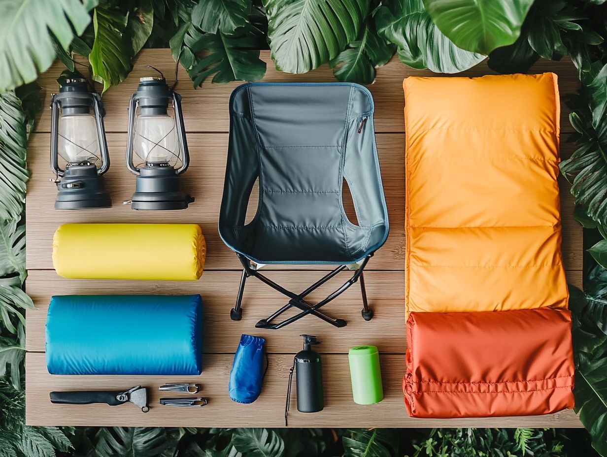 Camping accessories selection