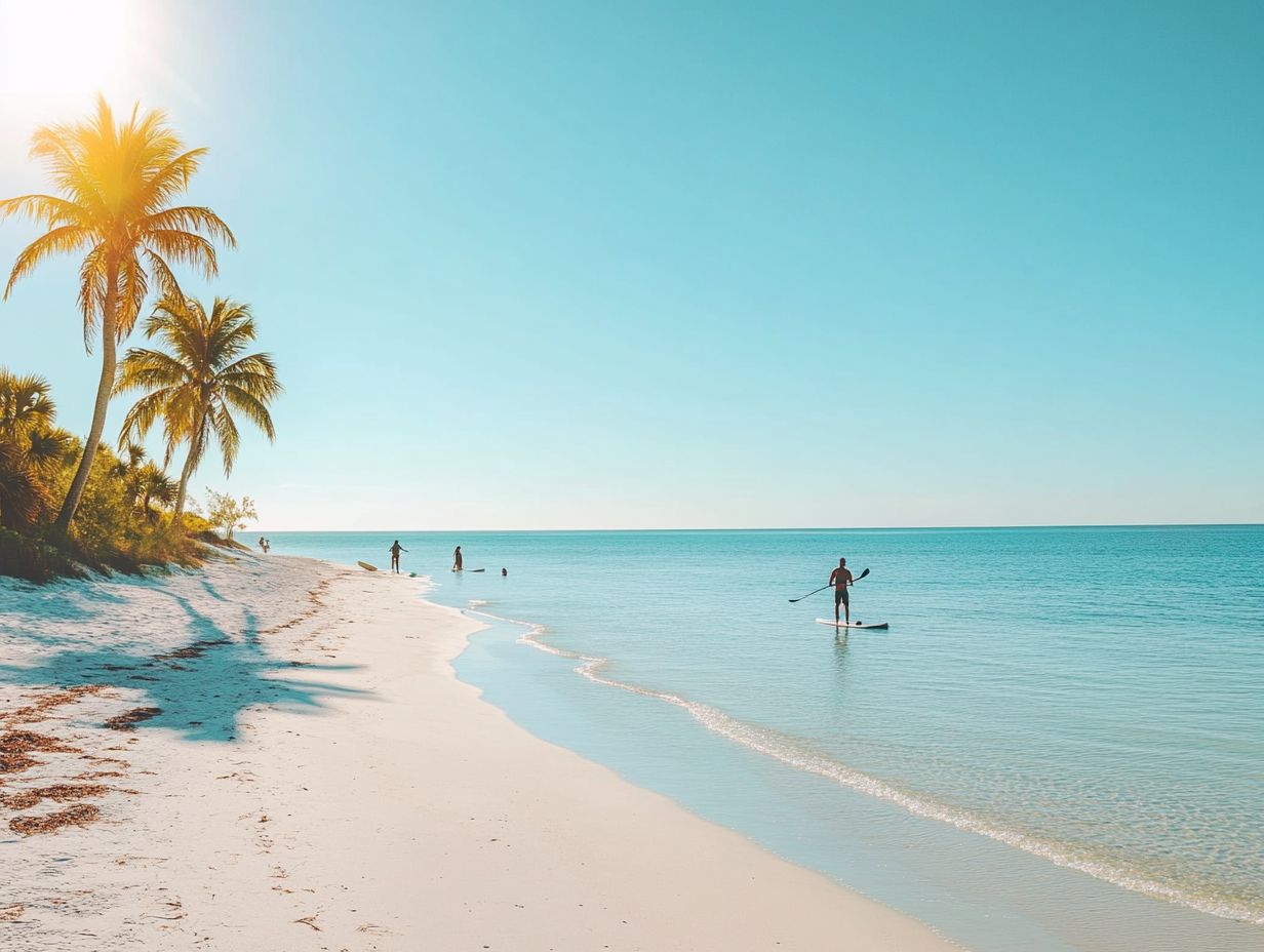 Beautiful calm waters ideal for paddleboarding at Florida beaches.