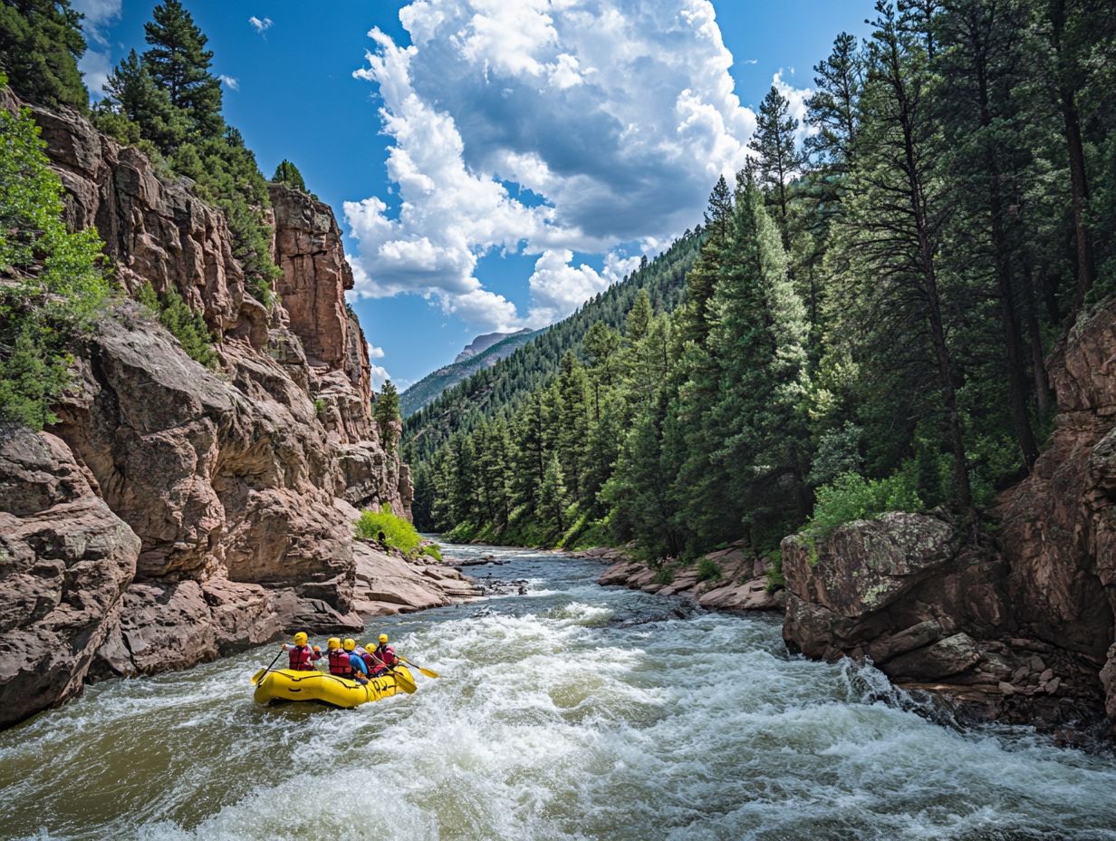 Scenic view of rafting locations in Colorado