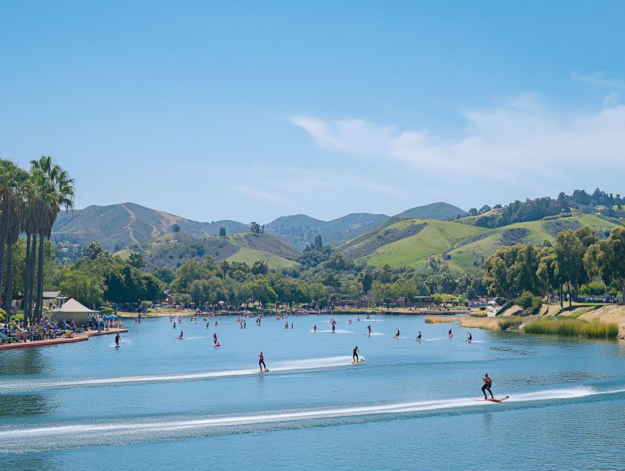 A scenic view of water skiing at Lake Tahoe