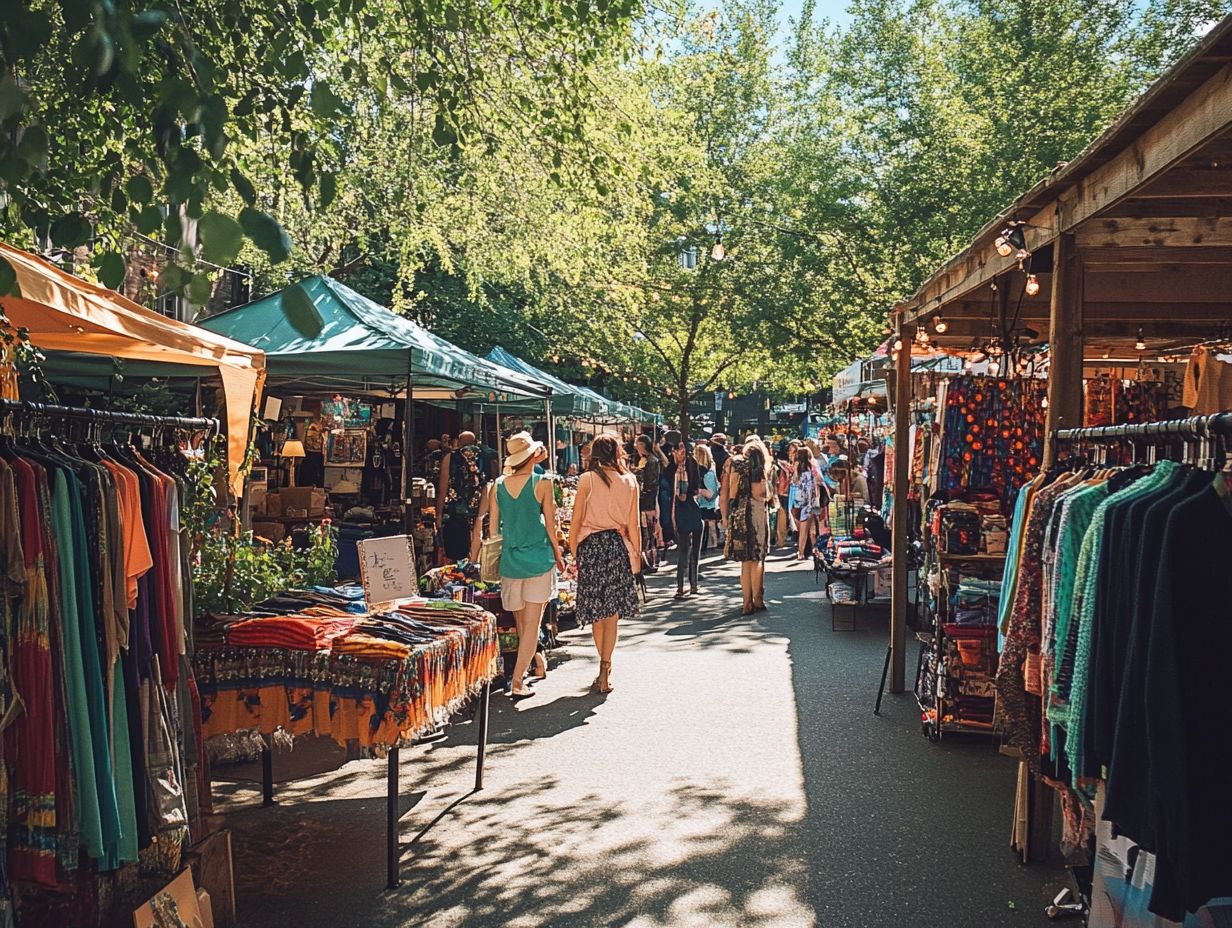 A collage of Portland outdoor markets showcasing unique fashion finds.