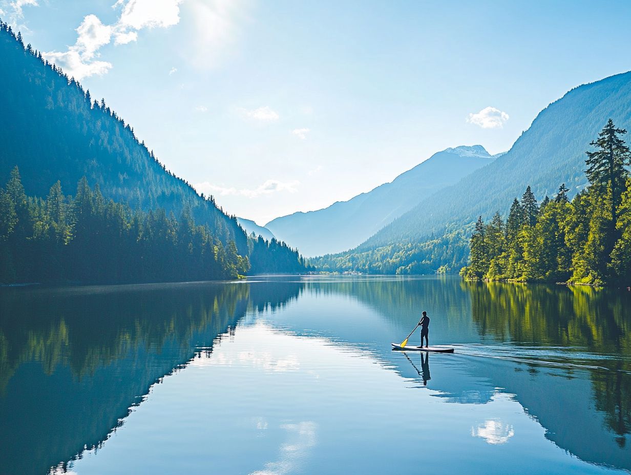 Stunning view of paddleboarding in Canada