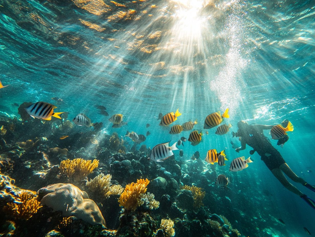 Various activities at popular snorkeling spots in Mexico.