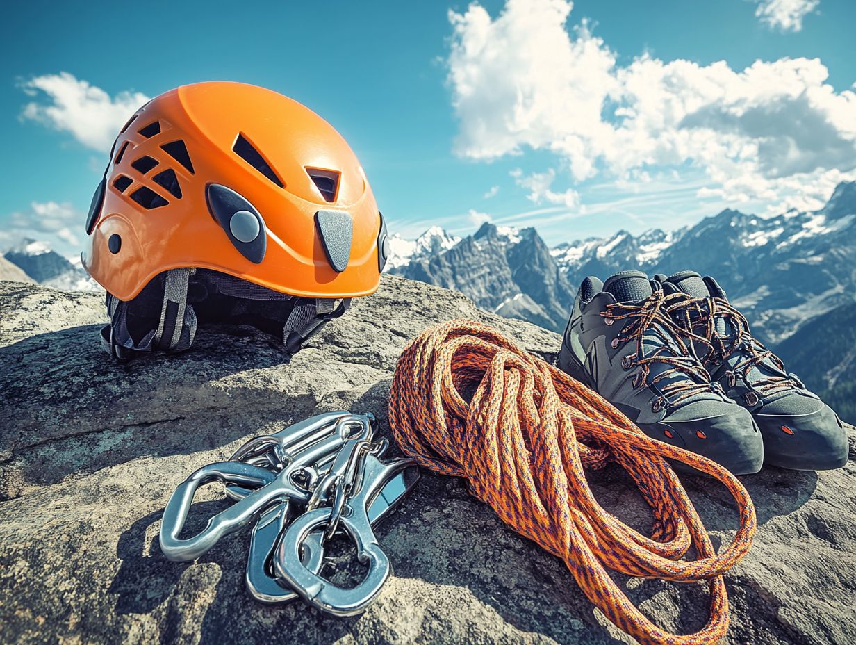 Image showing the five essential items for climbing safety.