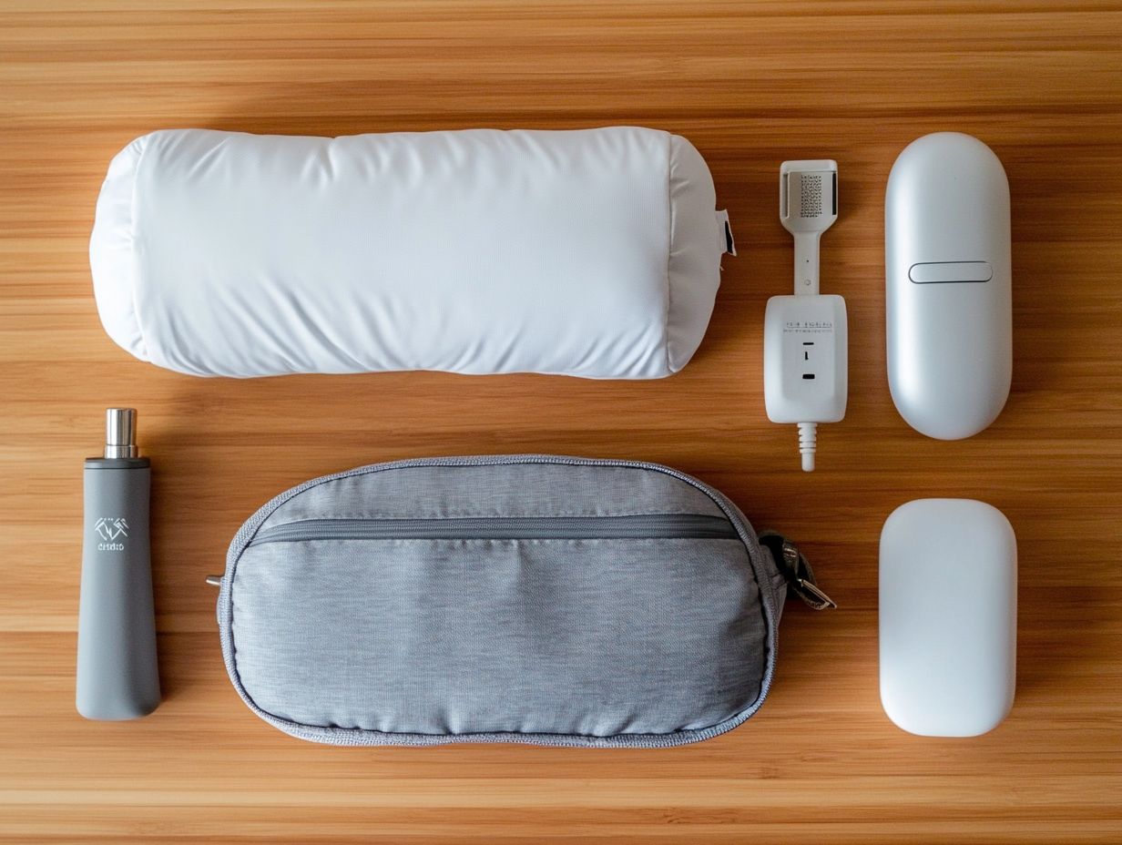 Essential travel accessories for solo travelers including packing cubes, portable chargers, and noise-canceling earbuds