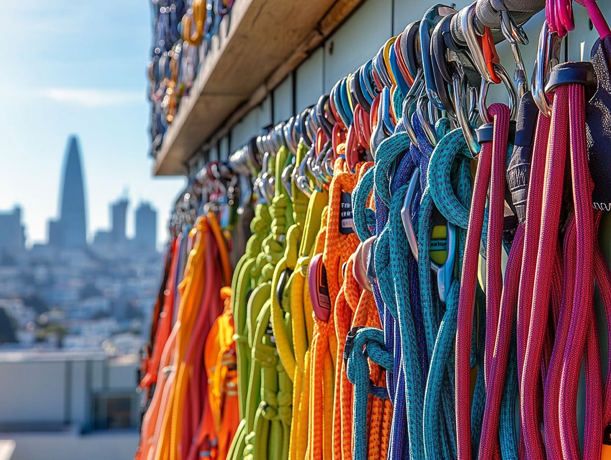 A climber inspecting climbing gear for quality and safety.