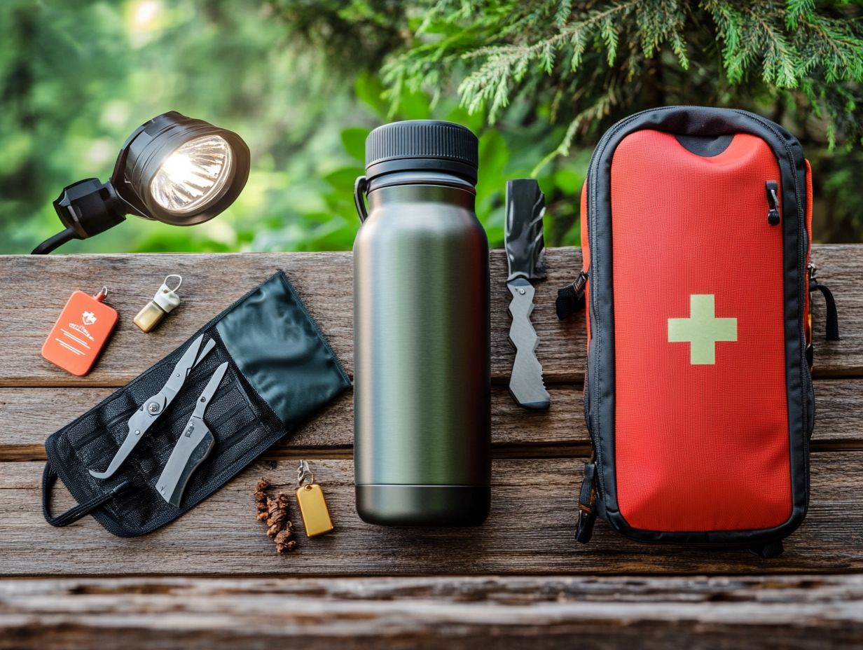 Illustration of Essential Survival Gear Items for Campers