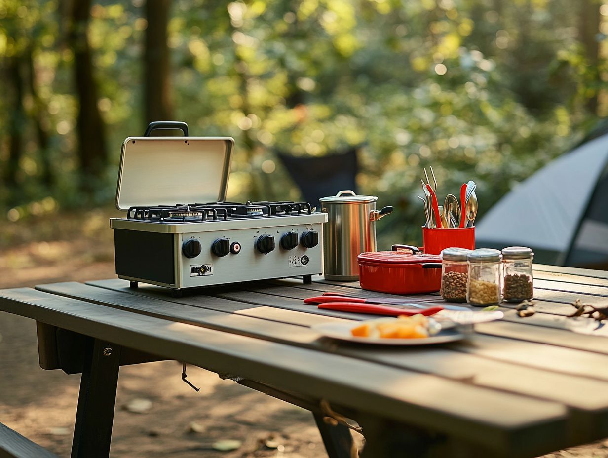 A lightweight folding table ideal for camping meals