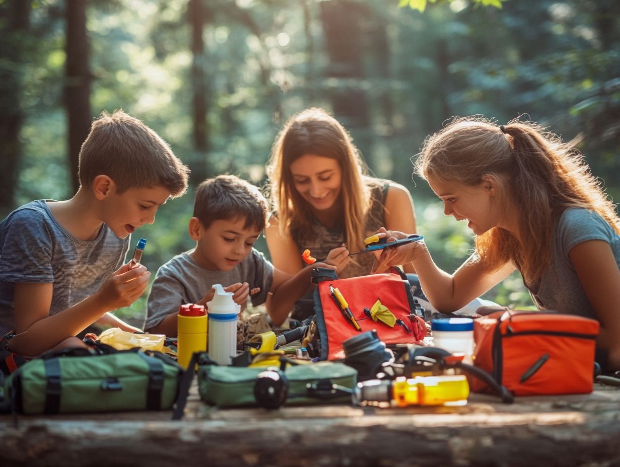 Emergency food and water supplies for wilderness survival.