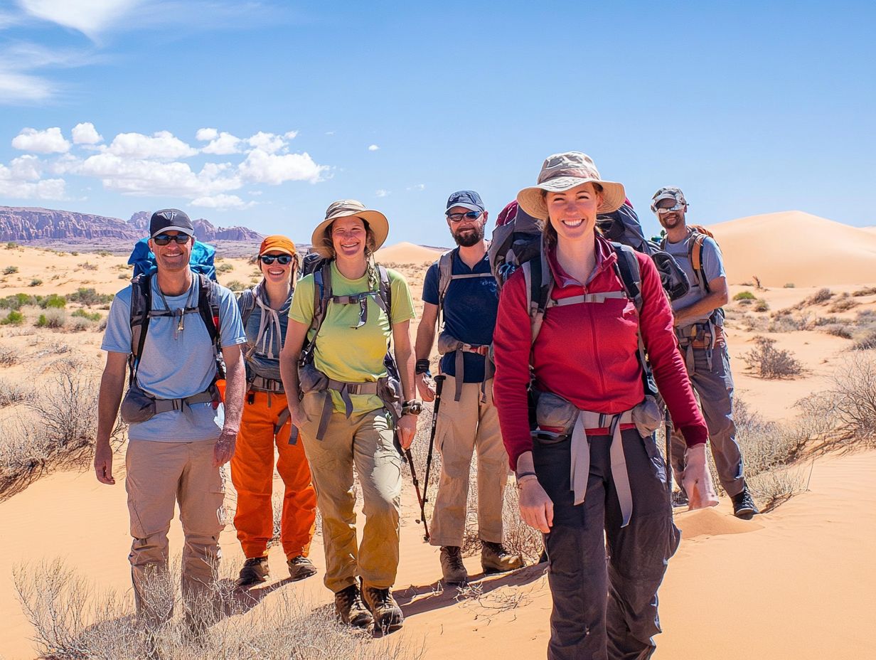 A visual guide summarizing key takeaways for desert hiking clothing.