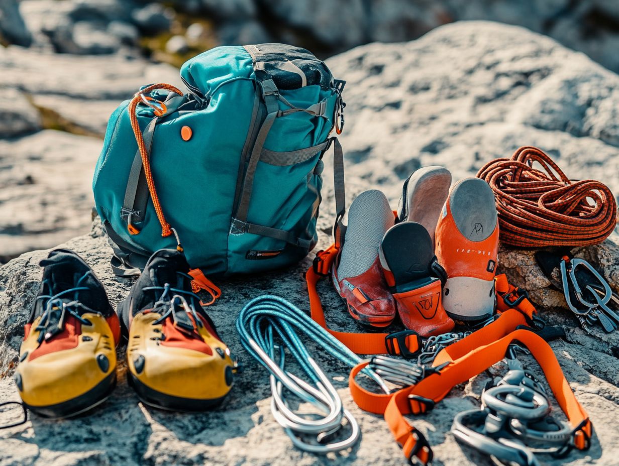 A climber using a belay device for safety