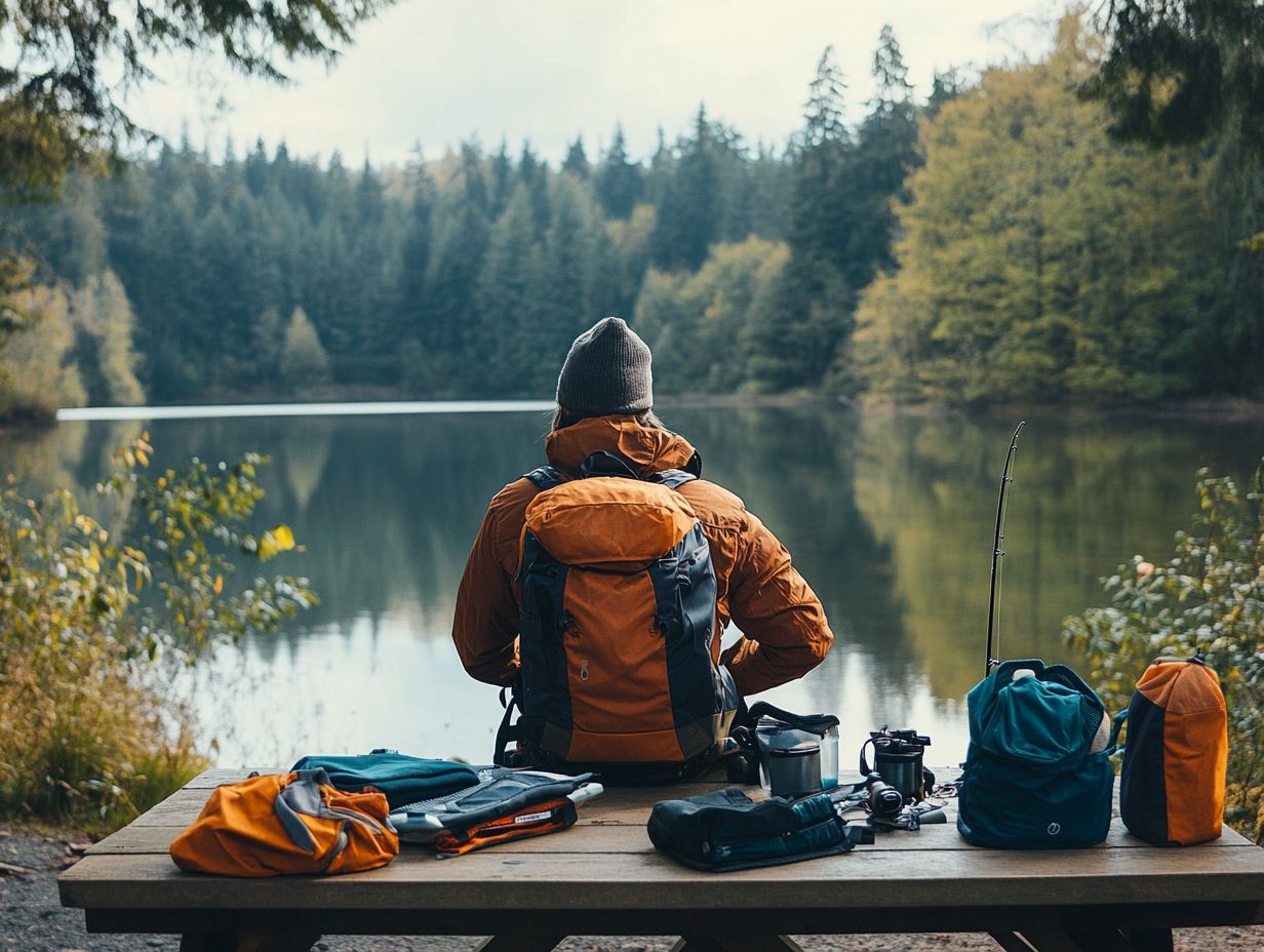 A variety of fishing activities showcasing clothing and equipment