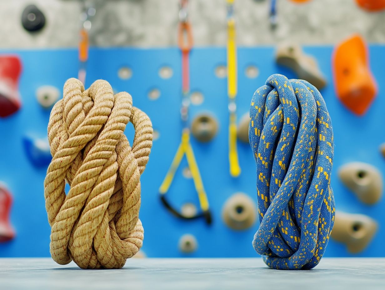 A comparison of static and dynamic climbing ropes.